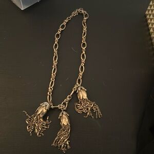 J.CREW GOLD DANGLE FLOWER NECKLACE